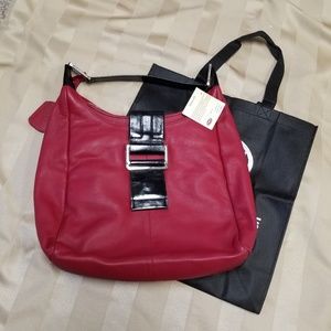 YNY New York/London Red Pebbled Leather Pocketbook